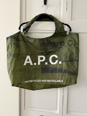 A.P.C. Oversized Utility Tote in Olive Green NWOT— Recycled- from Paris